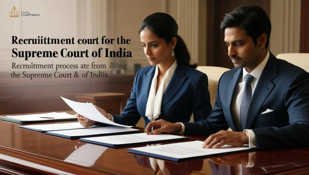 Professional candidates preparing for Supreme Court of India recruitment roles. ಭಾರತದ ಸುಪ್ರೀಂ ಕೋರ್ಟ್ ನೇಮಕಾತಿ ಪಾತ್ರಗಳಿಗೆ ತಯಾರಿ ನಡೆಸುತ್ತಿರುವ ವೃತ್ತಿಪರ ಅಭ್ಯರ್ಥಿಗಳು.