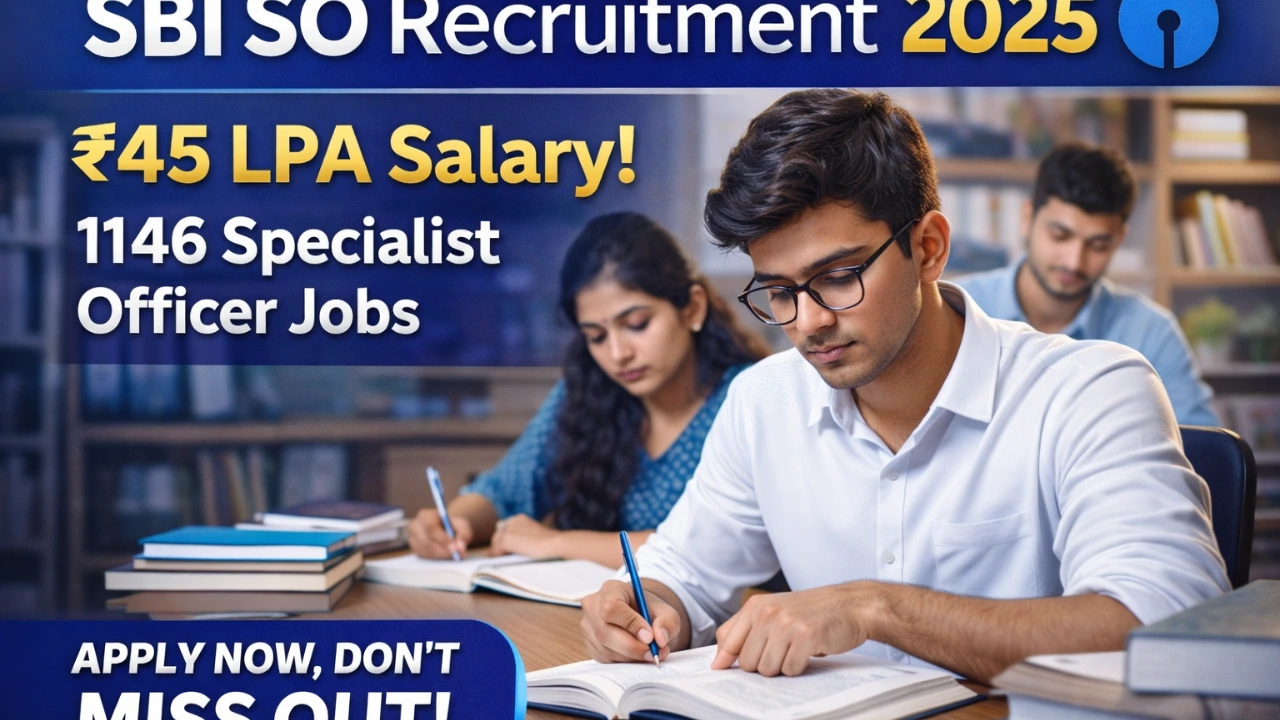 SBI Specialist Officer Recruitment 2025 – aspirants preparing for SBI SO exam with 1146 vacancies and apply online details