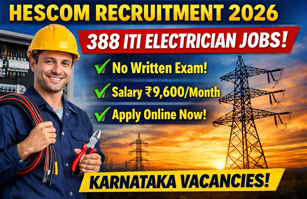 HESCOM Recruitment 2026 ITI Electrician Apprentice – 388 Vacancies Karnataka | Apply Online at www.topmahithi.com� by Moksh